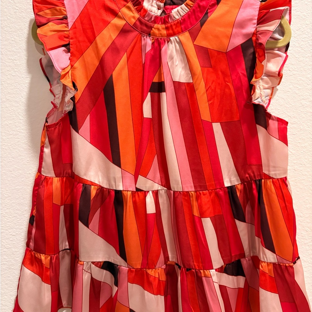 Thml Red And Orange Patterned Blouse - image 4